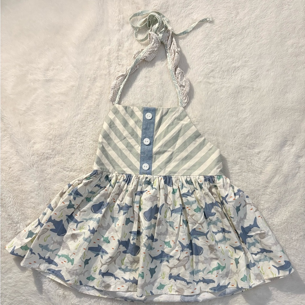Kids Shark Print Apron with Striped Top